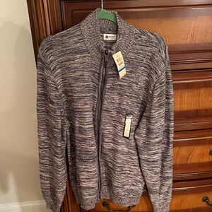 Haggar Men's Black and Gray Zip-Up Sweater